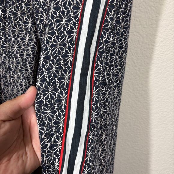 Grey State Womens XS Ulla Printed Pants Tile Print Navy Cotton Linen Elastic - Picture 5 of 10